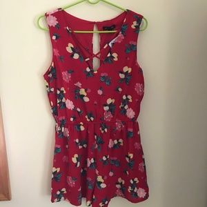 Red Floral Romper